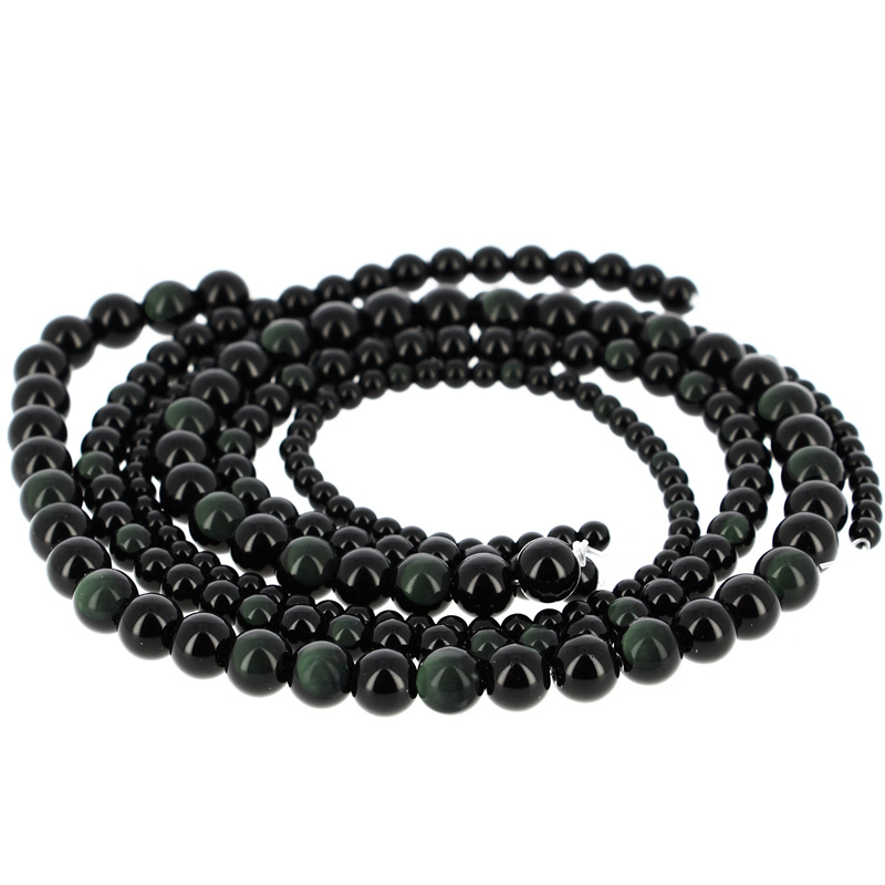 Bracelet Obsidienne œil Céleste Verte Billes 10 mm